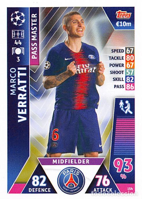 Cromos de f&uacute;tbol: TOPPS MATCH ATTAX UCL (EDICION INDIA) 18/19 2018/2019 #154 MARCO VERRATTI (PARIS SAINT-GERMAIN)