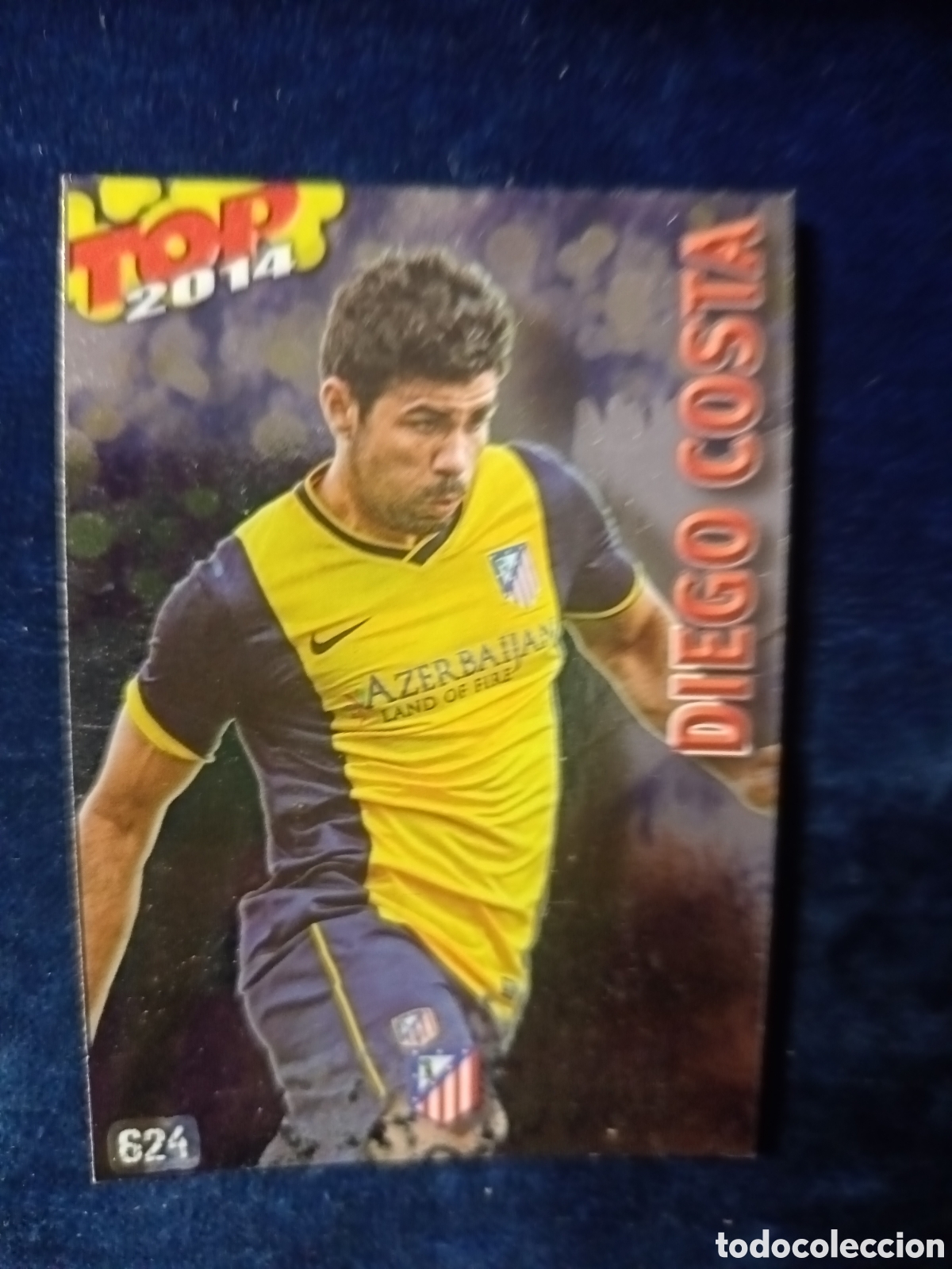 Cromos de f&uacute;tbol: 624 Diego Costa TOP Liso Azul- MUNDICROMO 2013 2014 13-14