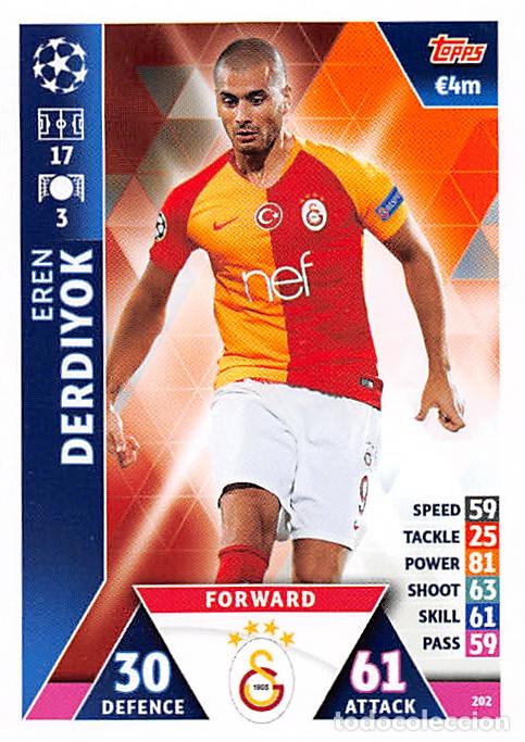 Cromos de f&uacute;tbol: TOPPS MATCH ATTAX UCL (EDICION INDIA) 18/19 2018/2019 #202 EDEN DERDIYOK (GALATASARAY AS)