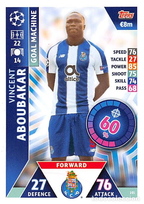 Figurine di Calcio: TOPPS MATCH ATTAX UCL (EDICION INDIA) 18/19 2018/2019 #191 VINCENT ABOUBAKAR (FC PORTO)