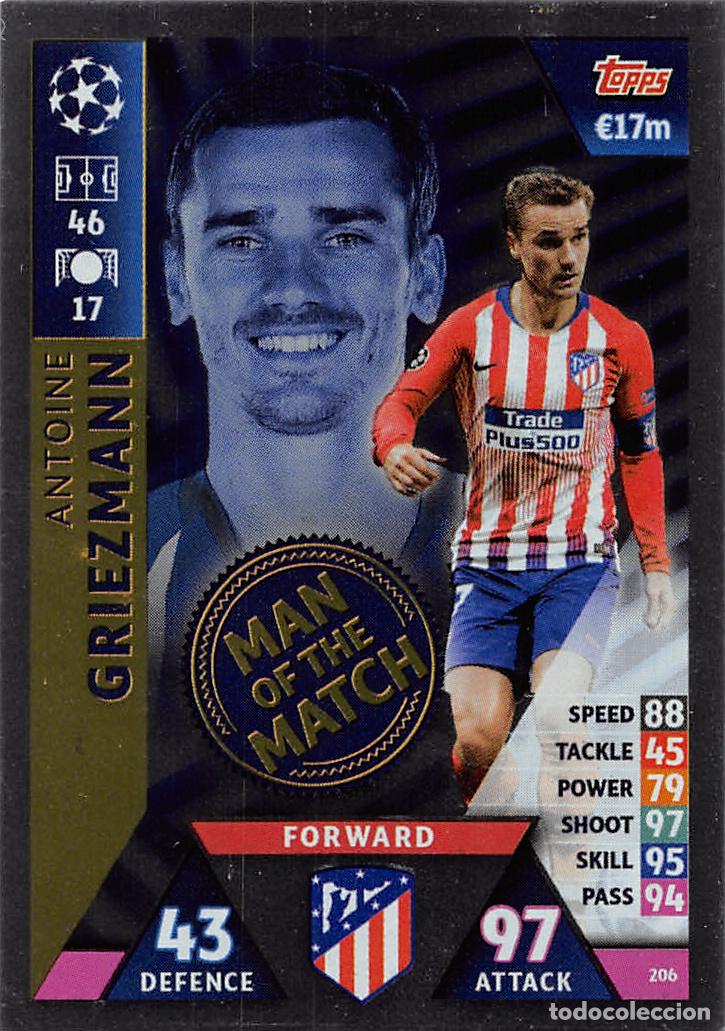 Cromos de f&uacute;tbol: TOPPS MATCH ATTAX UCL (EDICION INDIA) 18/19 2018/2019 #206 ANTOINE GRIEZMANN (ATLETICO MADRID) MOTM