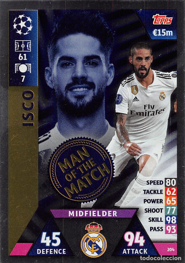 Cromos de f&uacute;tbol: TOPPS MATCH ATTAX UCL (EDICION INDIA) 18/19 2018/2019 #204 ISCO (REAL MADRID) MOTM