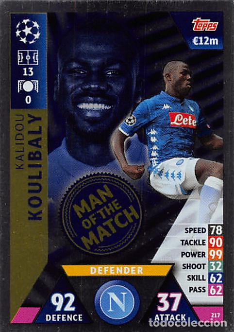 Football Stickers: TOPPS MATCH ATTAX UCL (EDICION INDIA) 18/19 2018/2019 #217 KALIDOU KOULIBALY (SSC NAPOLI) MOTM