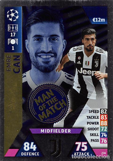Football Stickers: TOPPS MATCH ATTAX UCL (EDICION INDIA) 18/19 2018/2019 #216 EMRE CAN (JUVENTUS) MOTM
