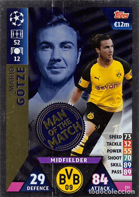 Cromos de f&uacute;tbol: TOPPS MATCH ATTAX UCL (EDICION INDIA) 18/19 2018/2019 #211 MARIO GOTZE (BORUSSIA DORTMUND) MOTM
