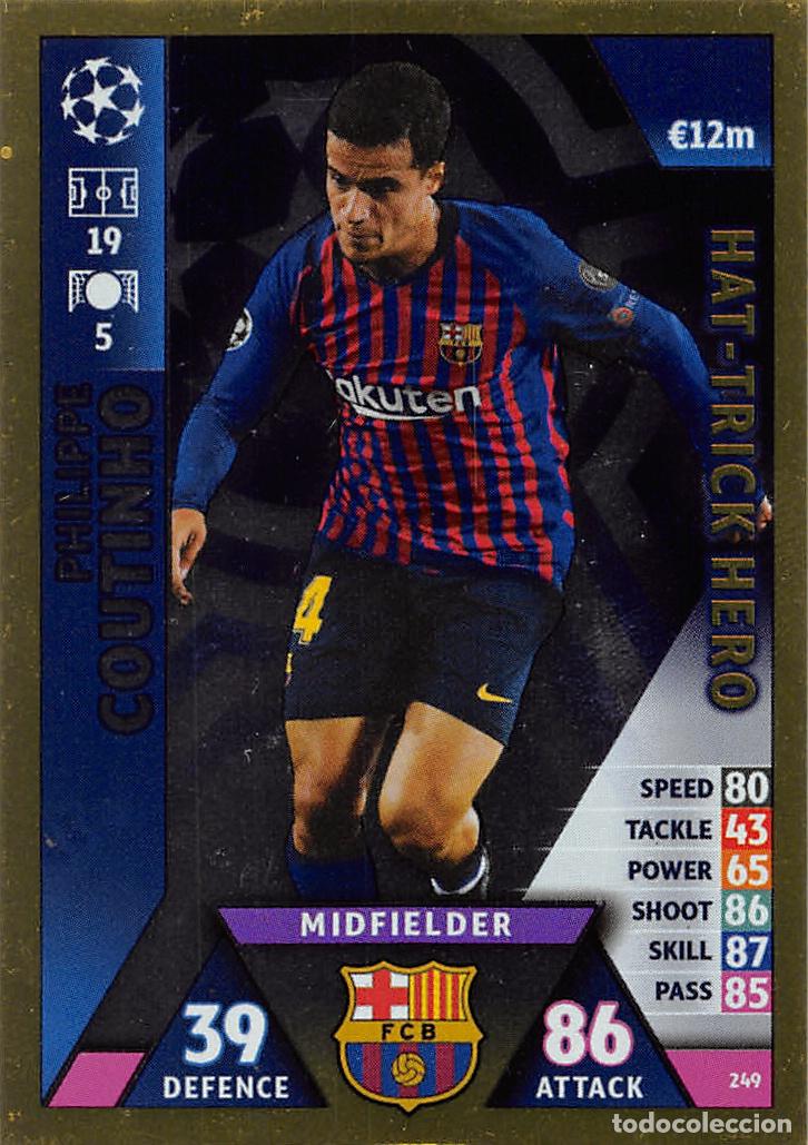 Football Stickers: TOPPS MATCH ATTAX UCL (EDICION INDIA) 18/19 2018/2019 #249 PHILIPPE COUTINHO (FC BARCELONA) HT HERO