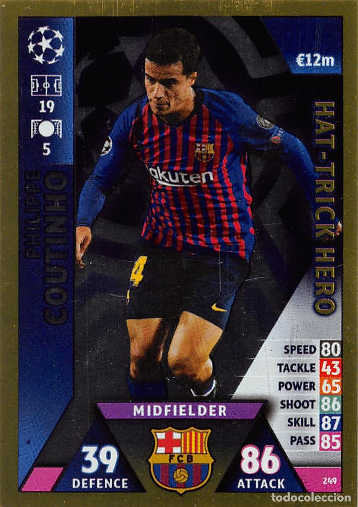 Football Stickers: TOPPS MATCH ATTAX UCL (EDICION INDIA) 18/19 2018/2019 #249 PHILIPPE COUTINHO (FC BARCELONA) HT HERO