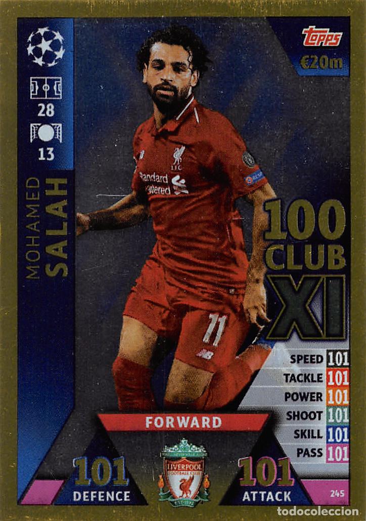 Cromos de f&uacute;tbol: TOPPS MATCH ATTAX UCL (EDICION INDIA) 18/19 2018/2019 #245 MOHAMED SALAH (LIVERPOOL FC) 100 CLUB
