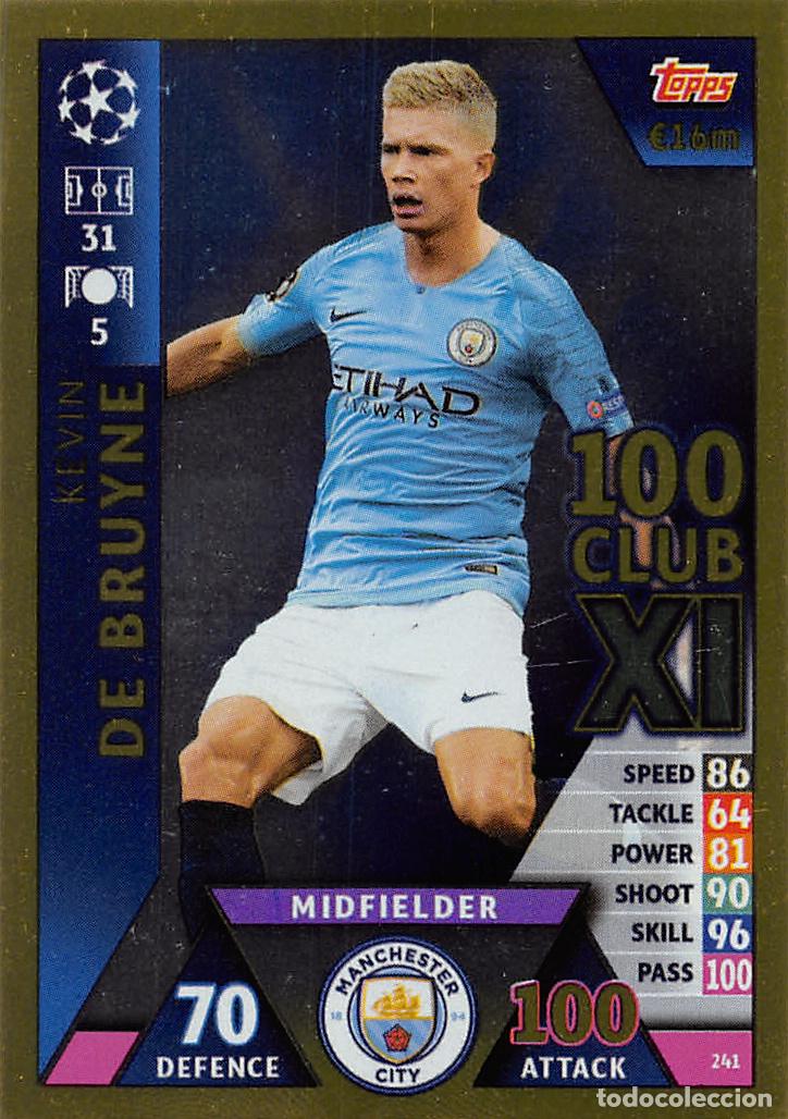 Football Stickers: TOPPS MATCH ATTAX UCL (EDICION INDIA) 18/19 2018/2019 #241 DE BRUYNE (MANCHESTER CITY) 100 CLUB