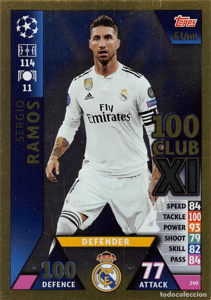 Football Stickers: TOPPS MATCH ATTAX UCL (EDICION INDIA) 18/19 2018/2019 #240 SERGIO RAMOS (REAL MADRID) 100 CLUB