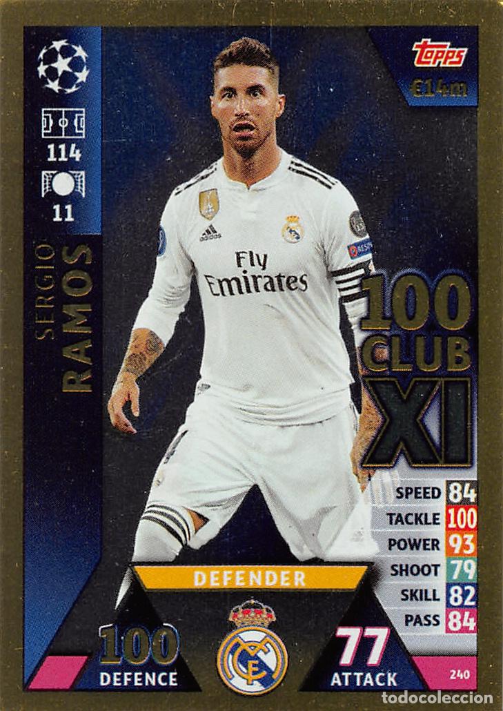 Cromos de f&uacute;tbol: TOPPS MATCH ATTAX UCL (EDICION INDIA) 18/19 2018/2019 #240 SERGIO RAMOS (REAL MADRID) 100 CLUB