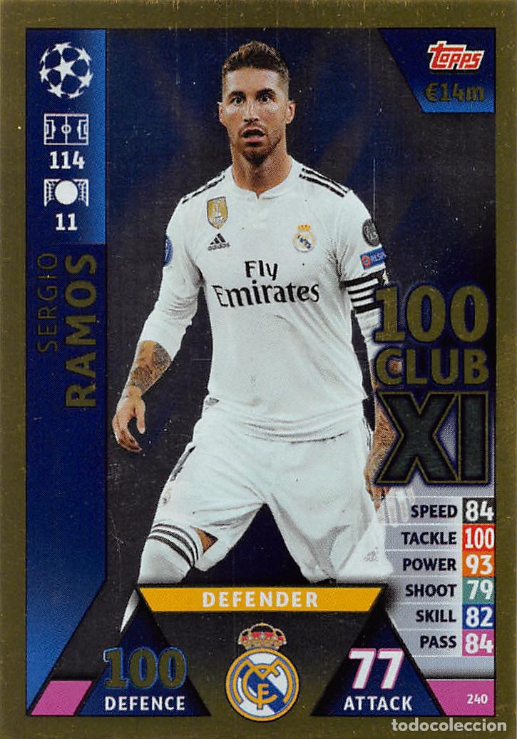 Cromos de f&uacute;tbol: TOPPS MATCH ATTAX UCL (EDICION INDIA) 18/19 2018/2019 #240 SERGIO RAMOS (REAL MADRID) 100 CLUB