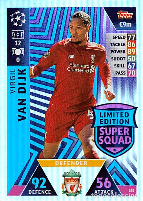 Cartes &agrave; collectionner de Football: TOPPS MATCH ATTAX UCL (EDICION INDIA) 18/19 2018/2019 #LE5 VAN DIJK (LIVERPOOL FC) LIMITED EDITION