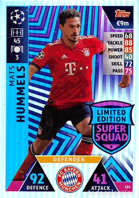 Cromos de f&uacute;tbol: TOPPS MATCH ATTAX UCL (EDICION INDIA) 18/19 2018/2019 #LE4 HUMMELS (BATERN MUNCHEN) LIMITED EDITION