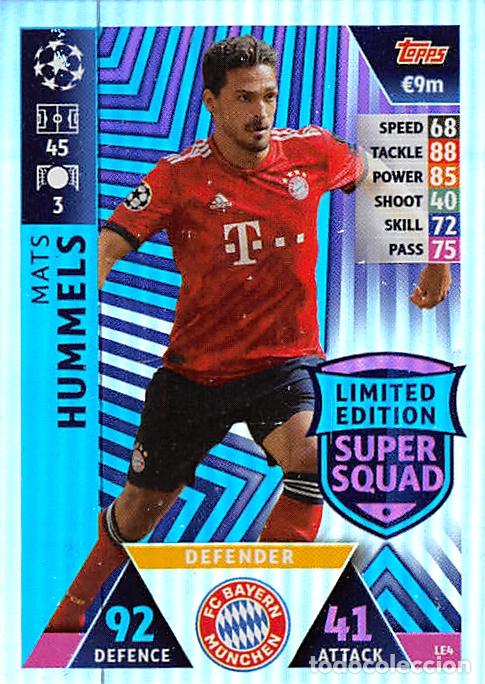 Cromos de f&uacute;tbol: TOPPS MATCH ATTAX UCL (EDICION INDIA) 18/19 2018/2019 #LE4 HUMMELS (BATERN MUNCHEN) LIMITED EDITION