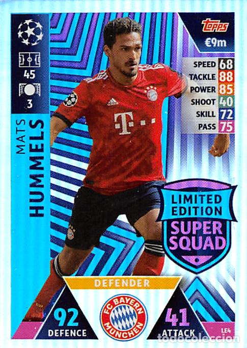 Cromos de f&uacute;tbol: TOPPS MATCH ATTAX UCL (EDICION INDIA) 18/19 2018/2019 #LE4 HUMMELS (BATERN MUNCHEN) LIMITED EDITION