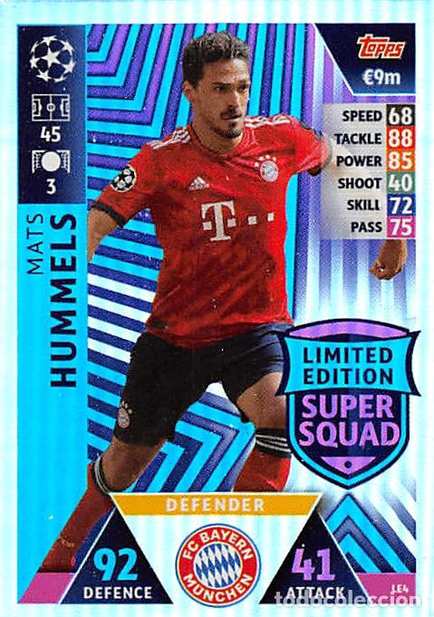 Cromos de f&uacute;tbol: TOPPS MATCH ATTAX UCL (EDICION INDIA) 18/19 2018/2019 #LE4 HUMMELS (BATERN MUNCHEN) LIMITED EDITION