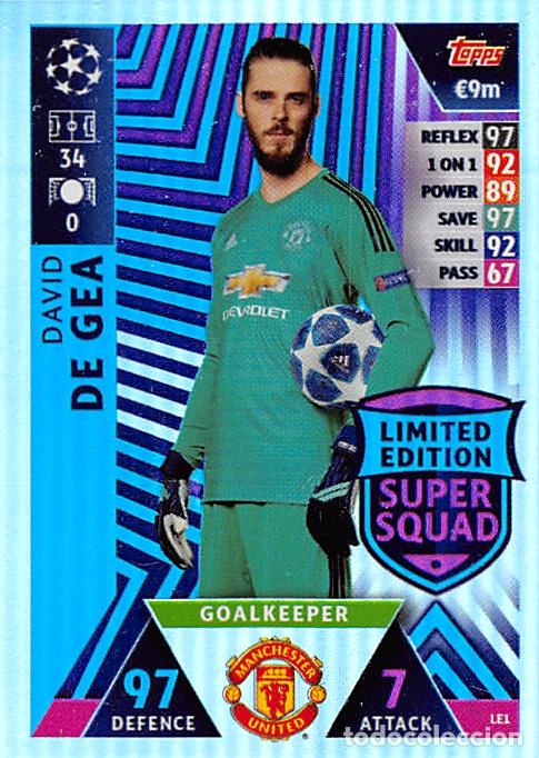 Cromos de f&uacute;tbol: TOPPS MATCH ATTAX UCL (EDICION INDIA) 18/19 2018/2019 #LE1 DE GEA (MANCHESTER UNITE) LIMITED EDITION