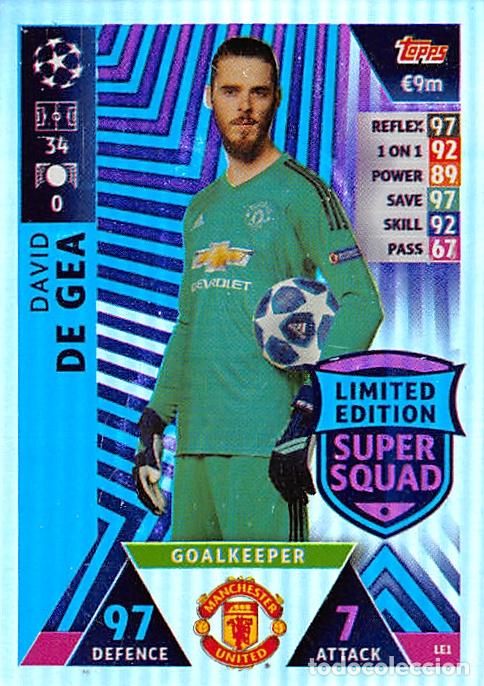 Cromos de f&uacute;tbol: TOPPS MATCH ATTAX UCL (EDICION INDIA) 18/19 2018/2019 #LE1 DE GEA (MANCHESTER UNITE) LIMITED EDITION