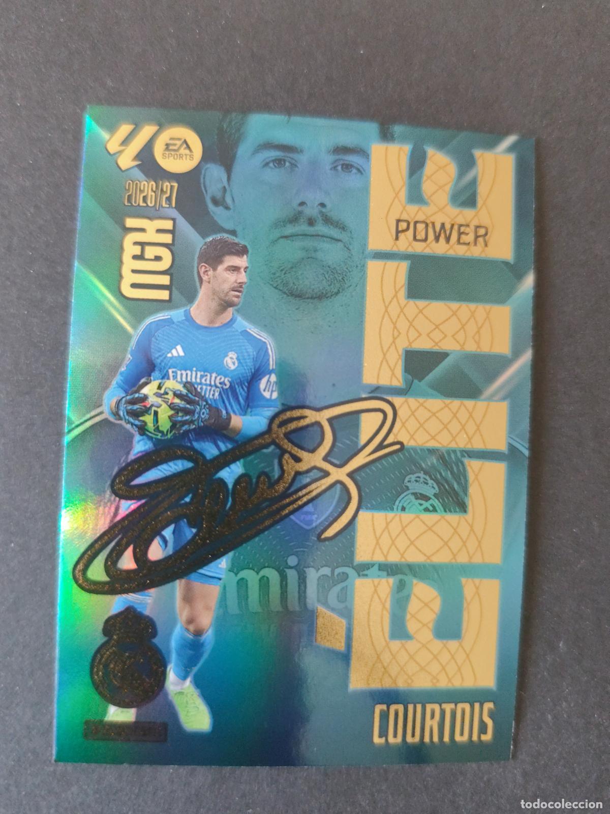 Football Stickers: P4 4P COURTOIS REAL MADRID &Eacute;LITE POWER FIRMA MEGACRACKS 2026 2027 26 27
