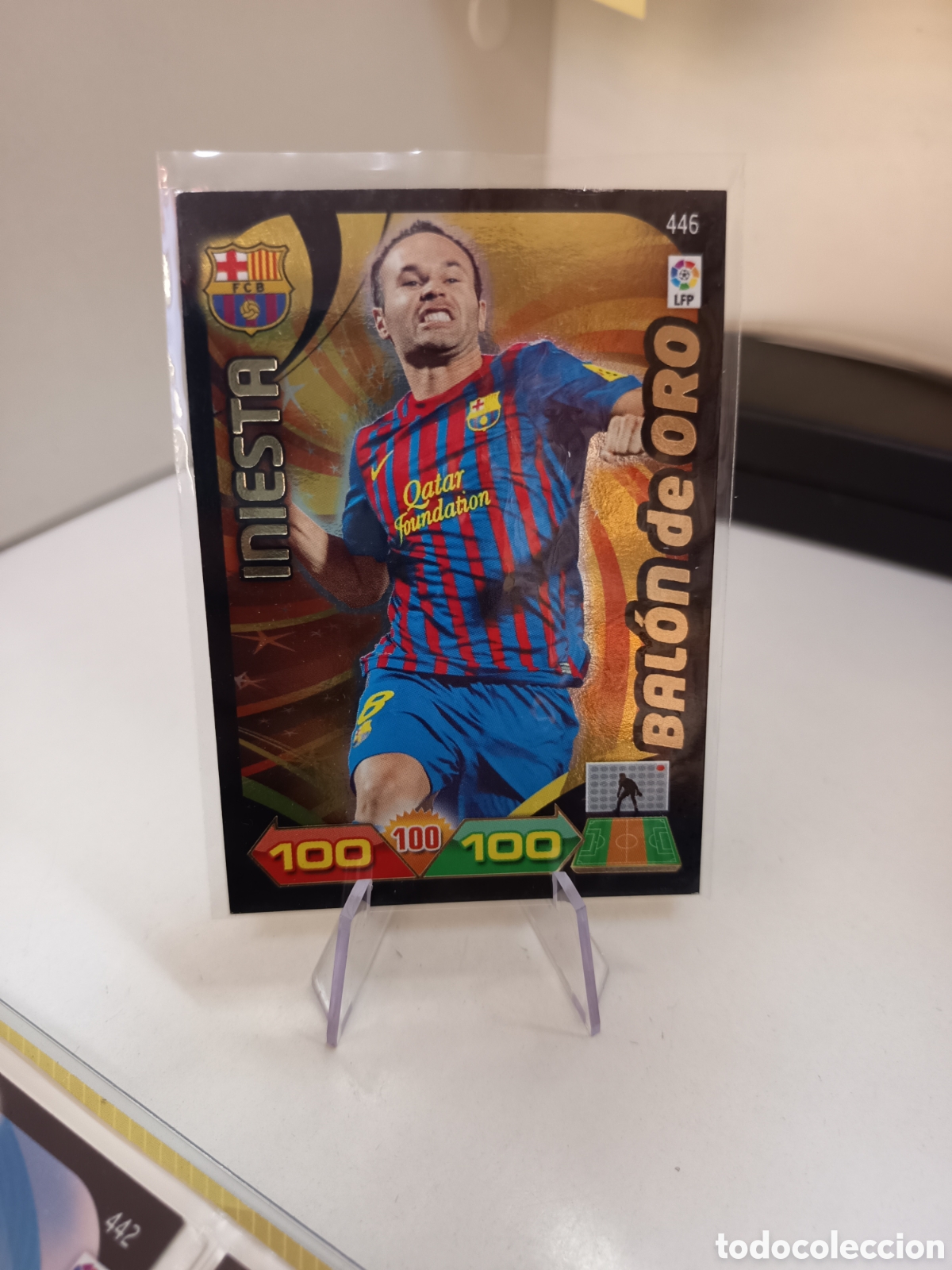 Cromos de f&uacute;tbol: 446 BALON DE ORO INIESTA ADRENALYN 2011 2012 XL LIGA