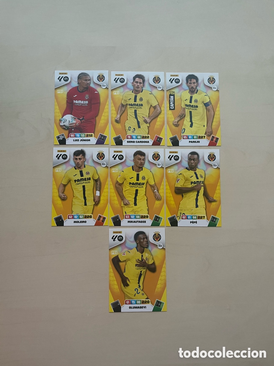 Cromos de f&uacute;tbol: Lote 7 cartas Villarreal Adrenalyn XL 2025-26