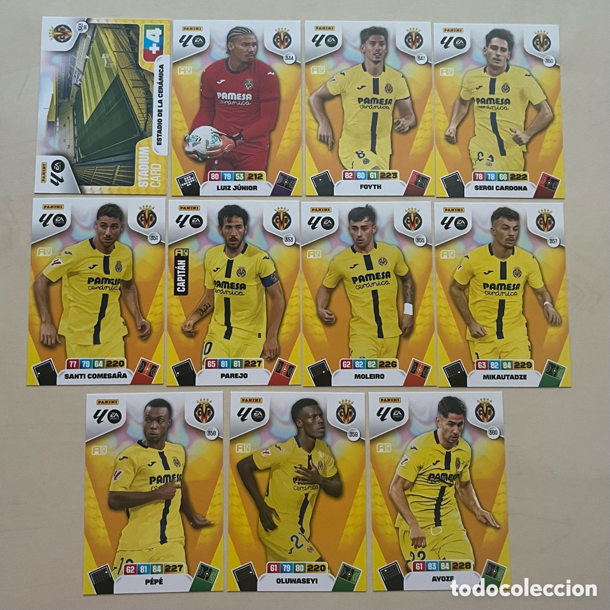 Cromos de f&uacute;tbol: Lote 11 cartas Villarreal Adrenalyn XL 2025-26