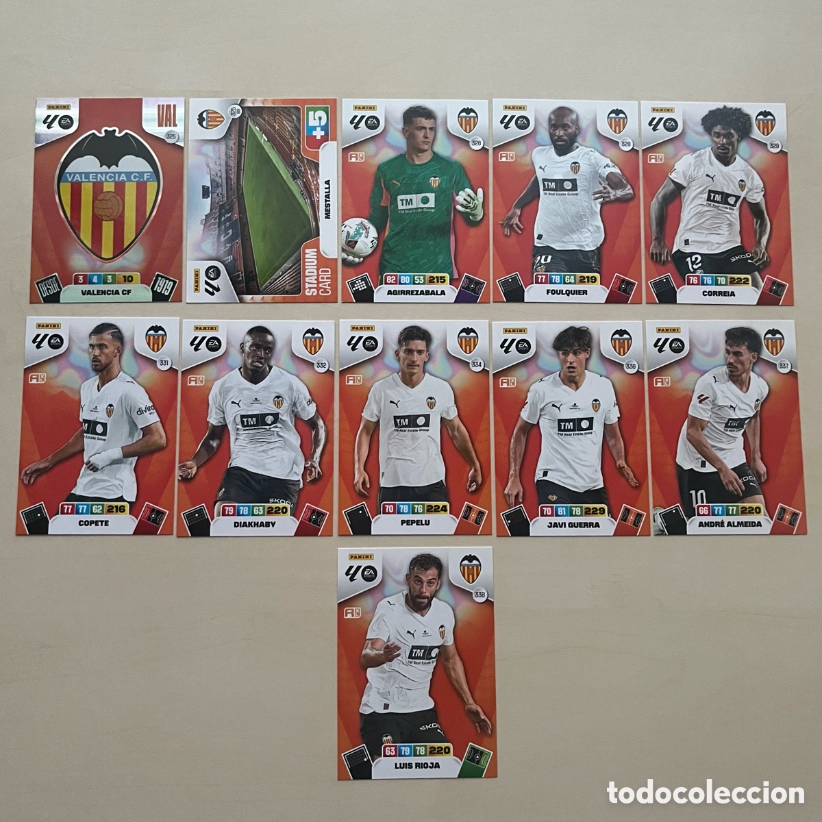 Cromos de f&uacute;tbol: Lote 11 cartas Valencia Adrenalyn XL 2025-26