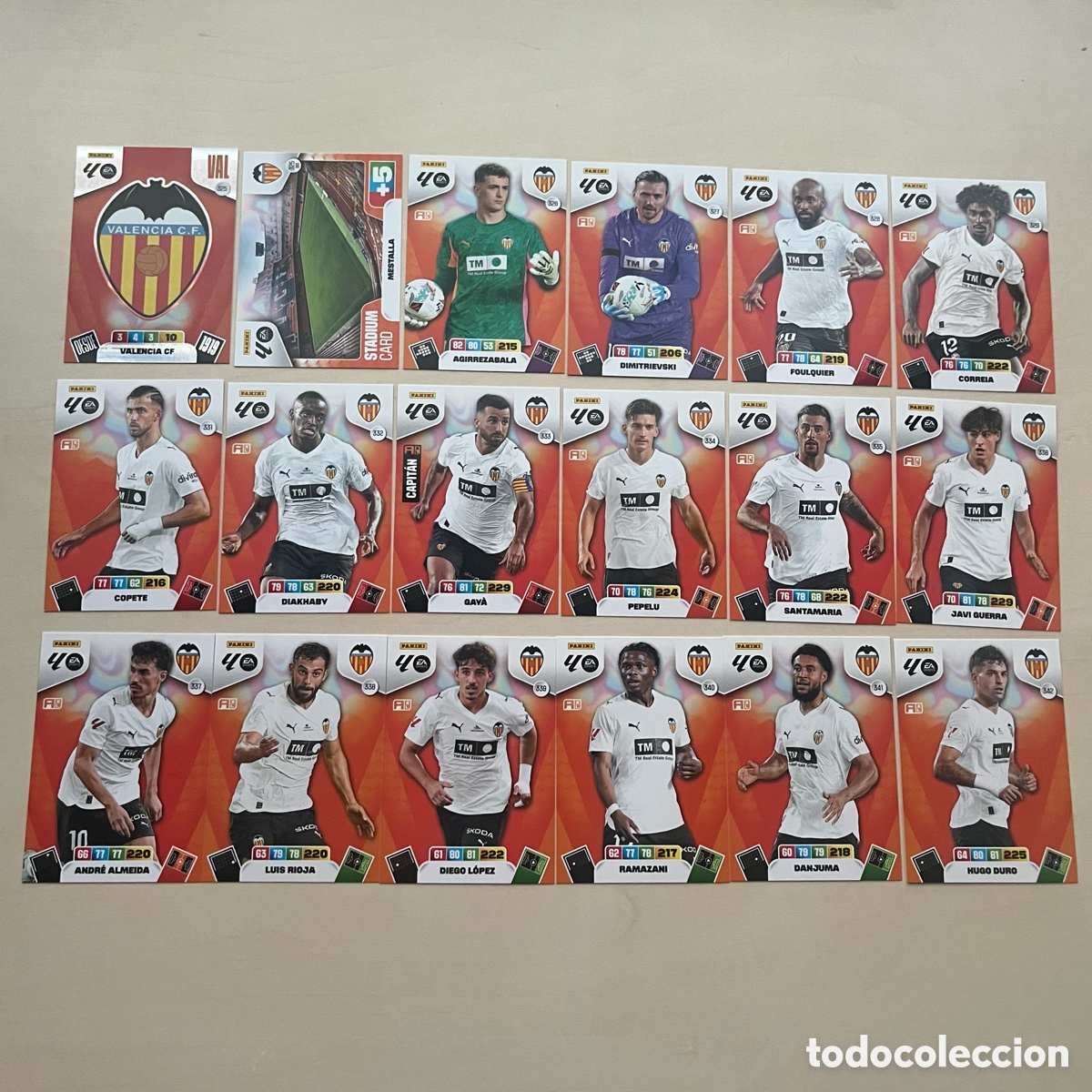 Football Stickers: Lote 18 cartas Valencia Adrenalyn XL 2025-26