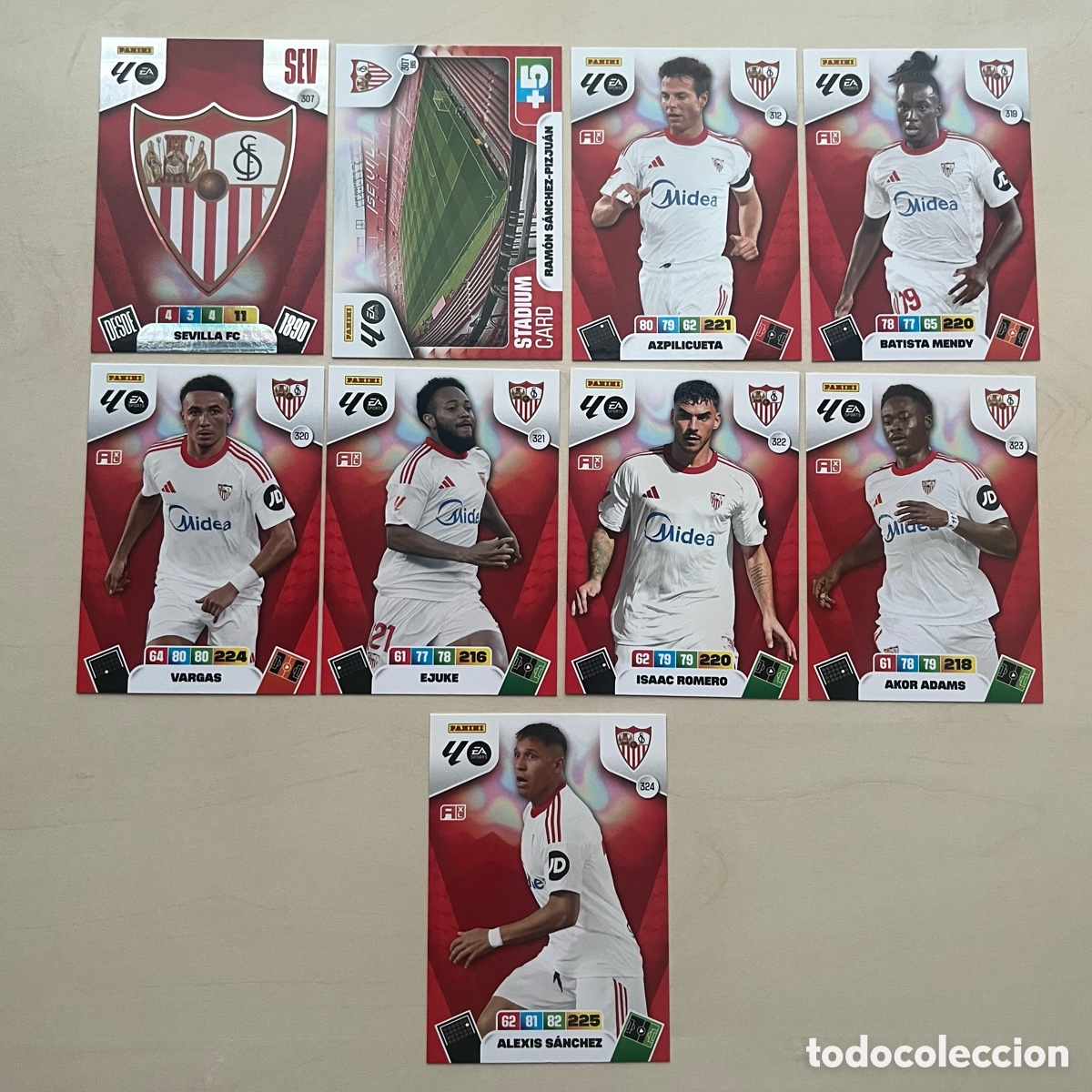 Cromos de f&uacute;tbol: Lote 9 cartas Sevilla Adrenalyn XL 2025-26