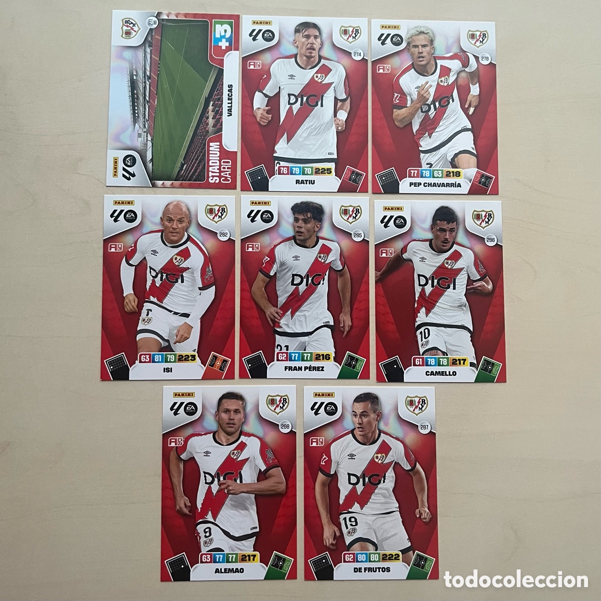 Football Stickers: Lote 8 cartas Rayo Vallecano Adrenalyn XL 2025-26