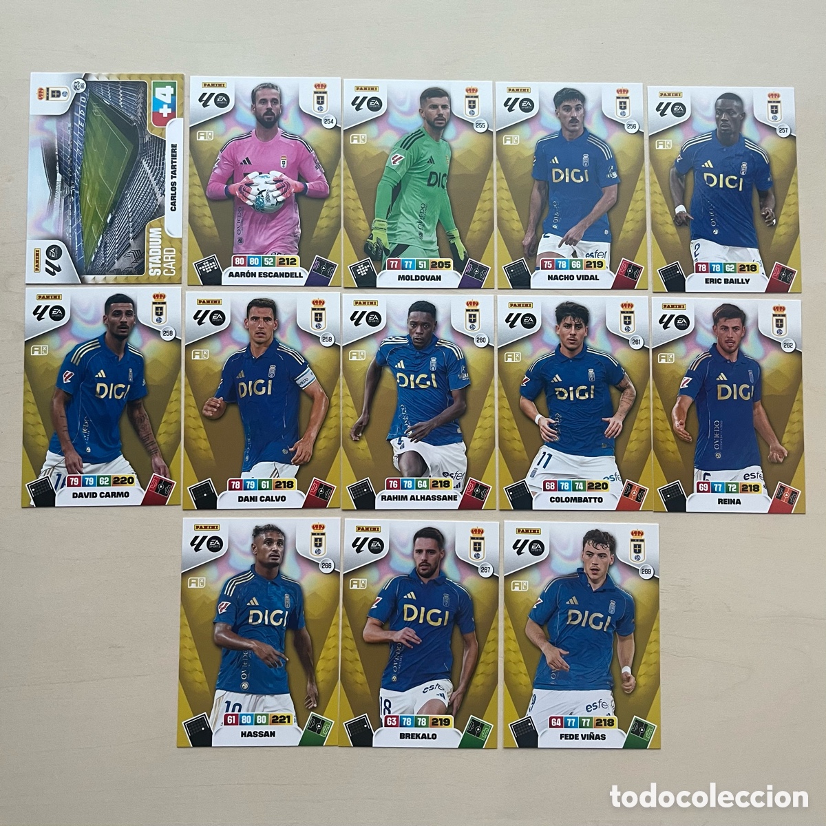 Cromos de f&uacute;tbol: Lote 13 cartas Oviedo Adrenalyn XL 2025-26