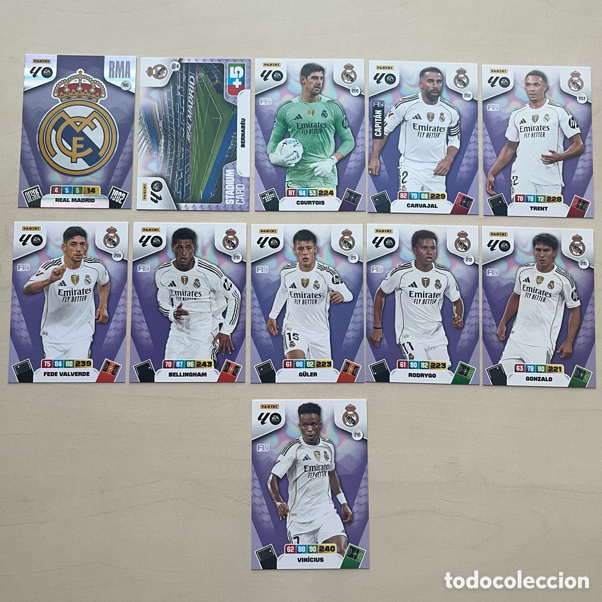 Cromos de f&uacute;tbol: Lote 11 cartas Real Madrid Adrenalyn XL 2025-26