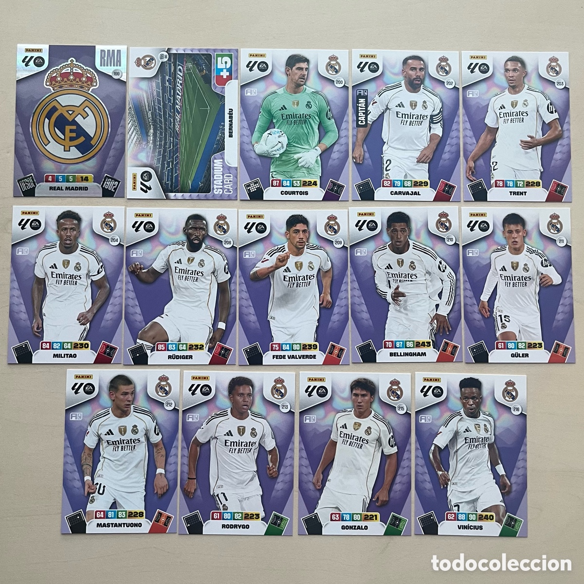 Cromos de f&uacute;tbol: Lote 14 cartas Real Madrid Adrenalyn XL 2025-26