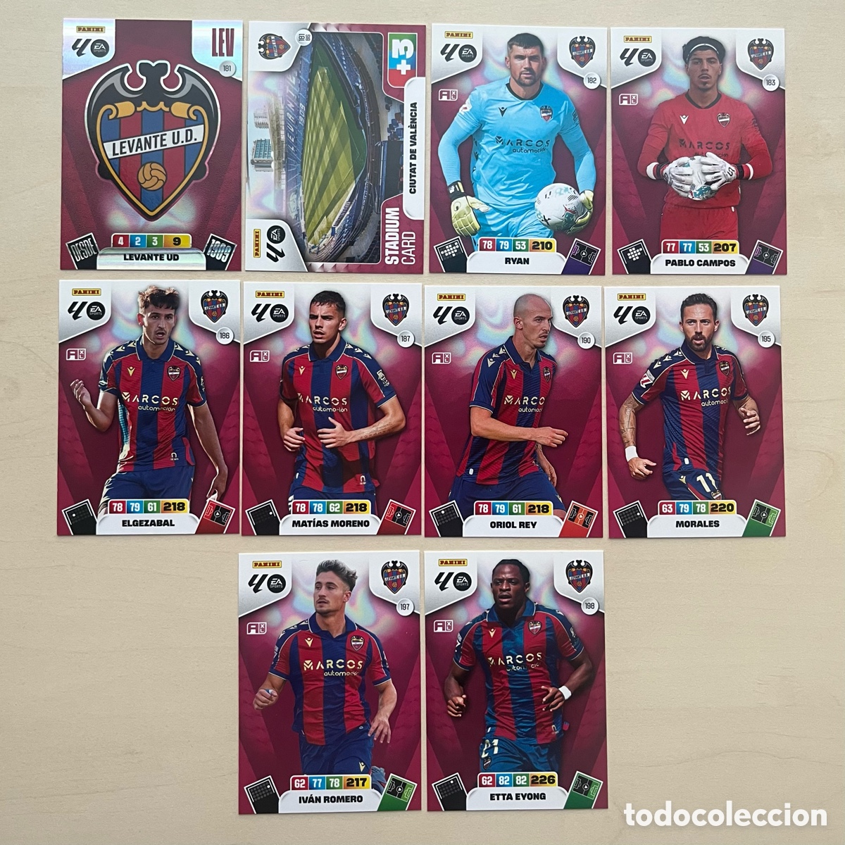 Cromos de f&uacute;tbol: Lote 10 cartas Levante Adrenalyn XL 2025-26