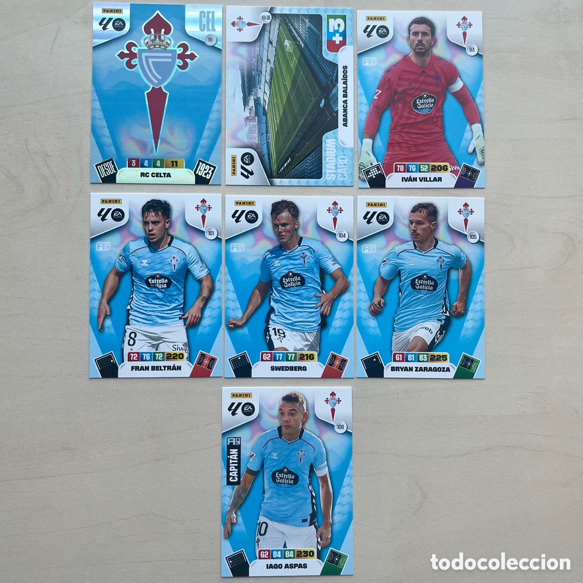 Cromos de f&uacute;tbol: Lote 7 cartas Celta Adrenalyn XL 2025-26