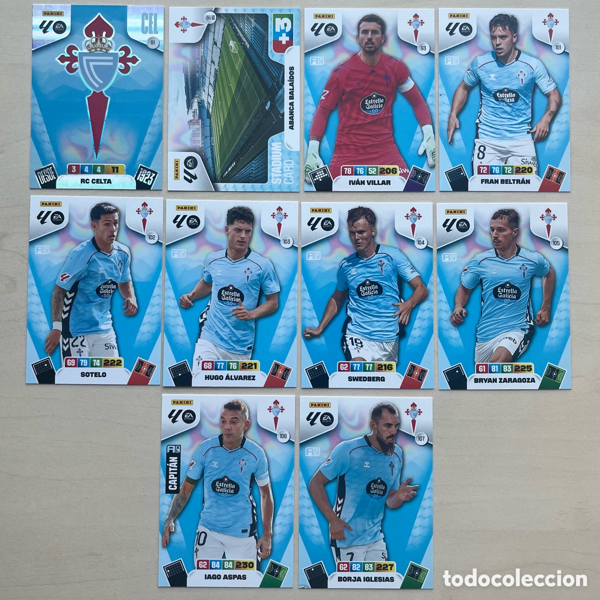 Cromos de f&uacute;tbol: Lote 10 cartas Celta Adrenalyn XL 2025-26
