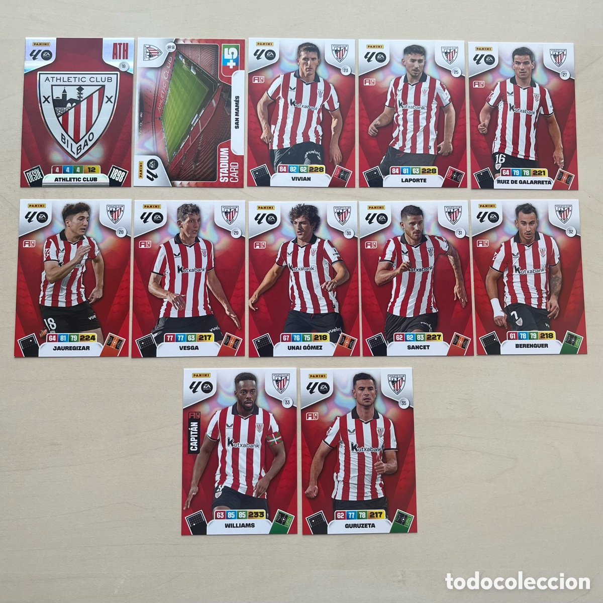 Cromos de f&uacute;tbol: Lote 12 cartas Athletic Club Adrenalyn XL 2025-26