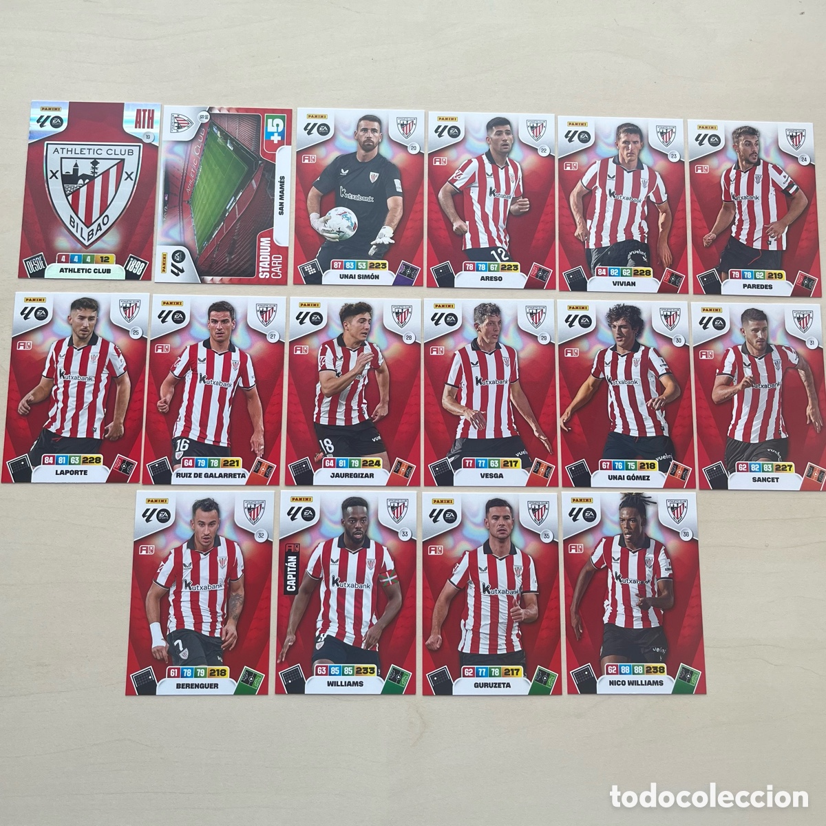 Cromos de f&uacute;tbol: Lote 16 cartas Athletic Club Adrenalyn XL 2025-26