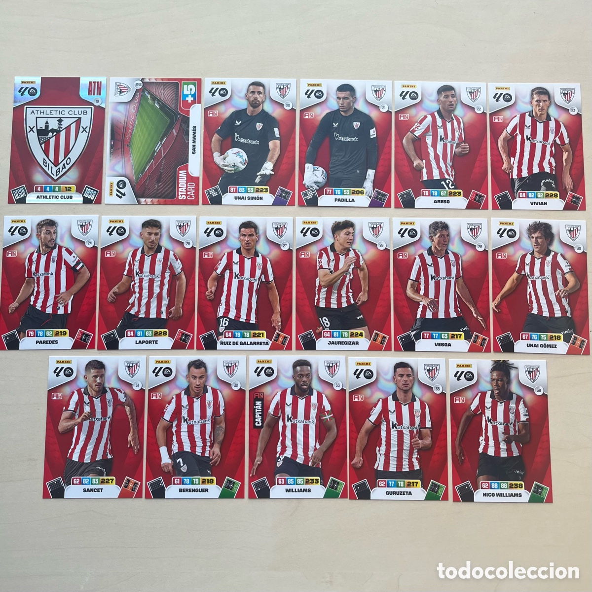 Cromos de Futebol: Lote 17 cartas Athletic Club Adrenalyn XL 2025-26