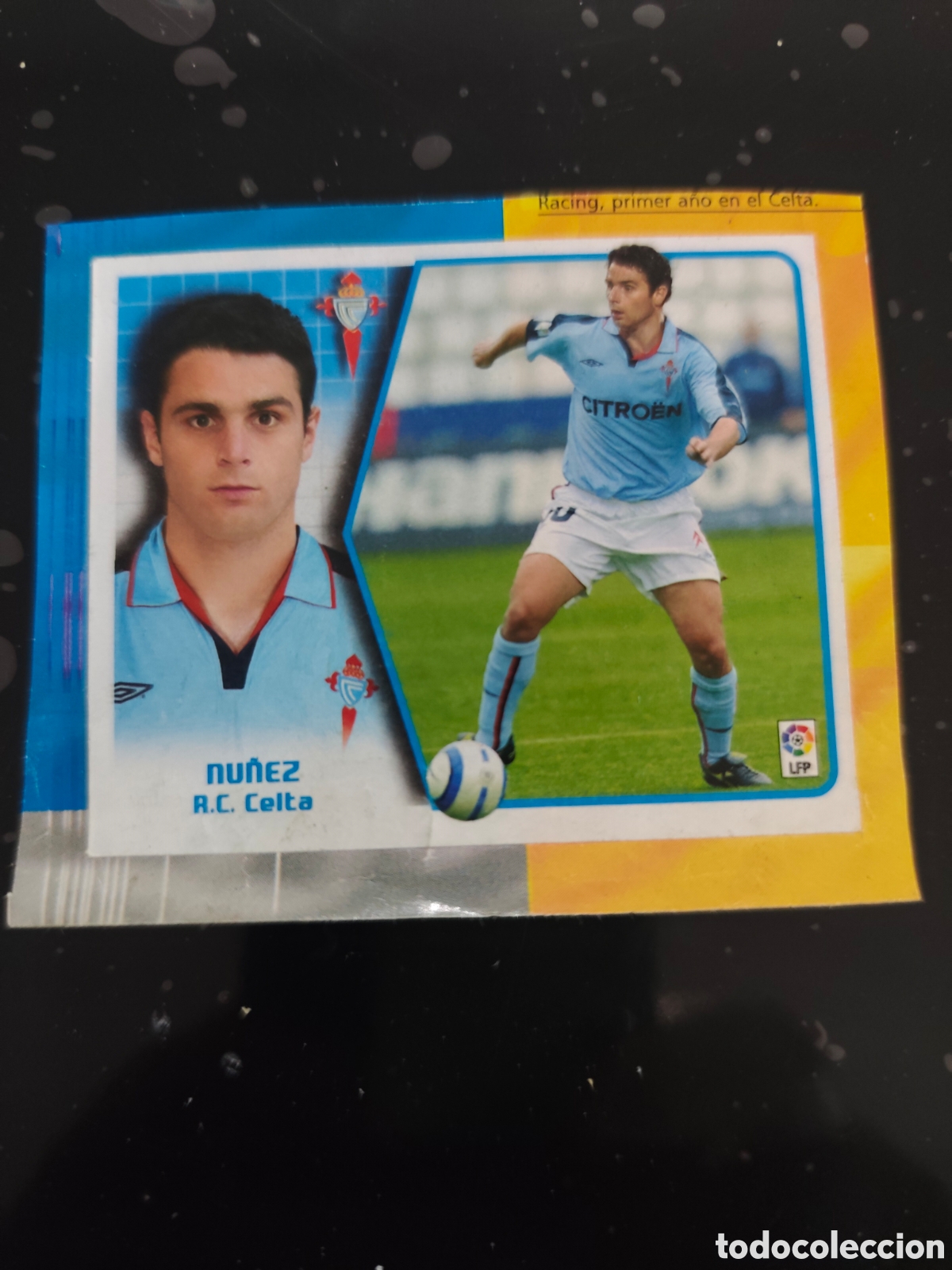 Cromos de f&uacute;tbol: N&uacute;&ntilde;ez coloca celta de Vigo este 2005-2006 recortado
