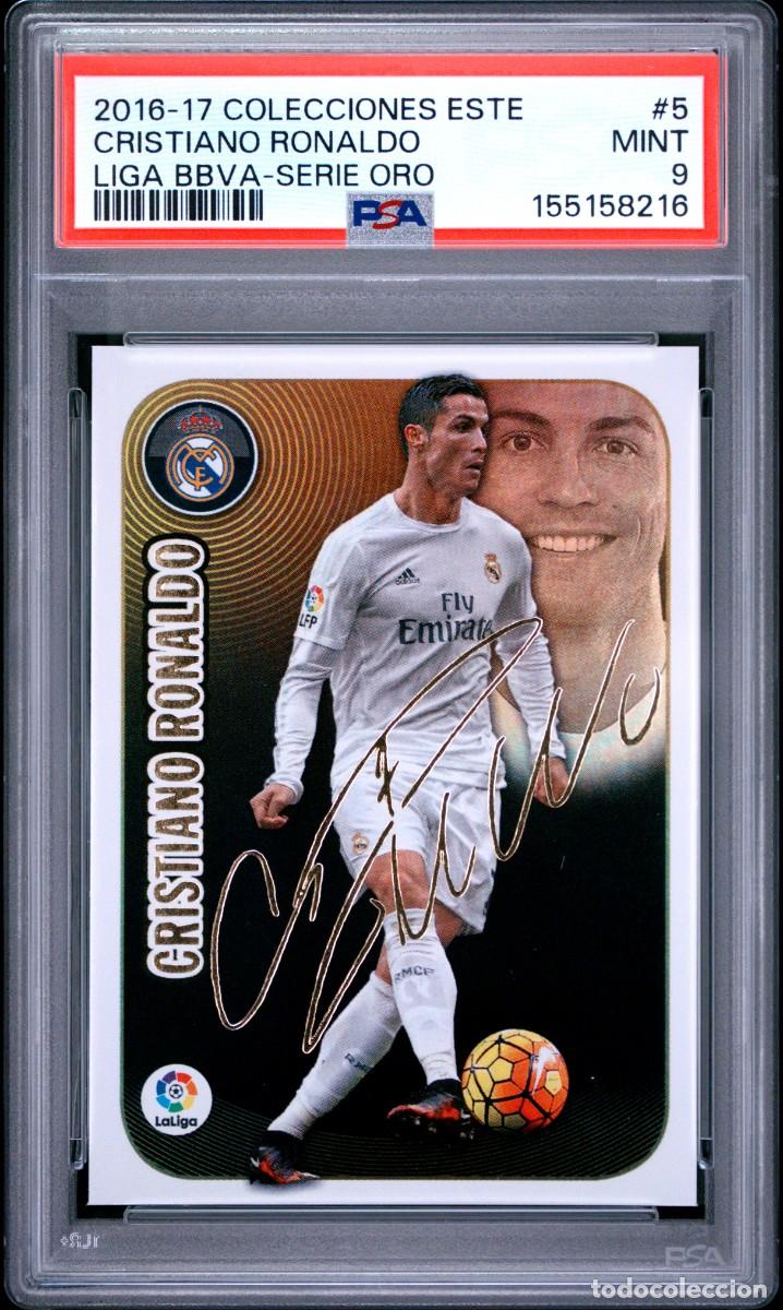 Cromos de f&uacute;tbol: Cristiano Ronaldo #5 Serie Oro Autografo Real Madrid Liga Este 2016 17 Psa 9