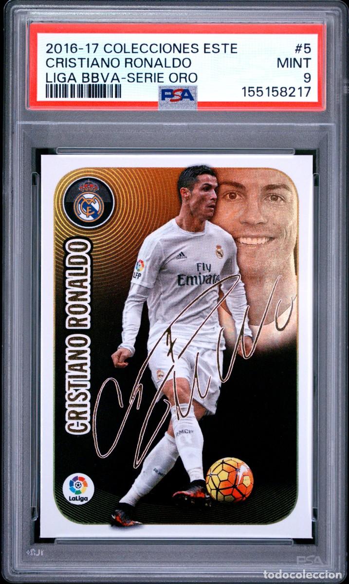 Cromos de f&uacute;tbol: Cristiano Ronaldo #5 Serie Oro Autografo Real Madrid Liga Este 2016 17 Psa 9