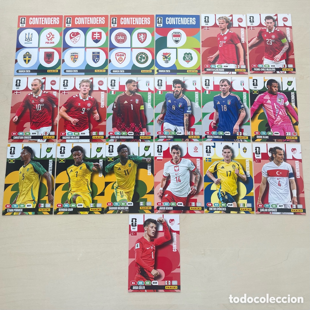 Football Stickers: Lote 19 cartas Contenders Adrenalyn XL Mundial 2026