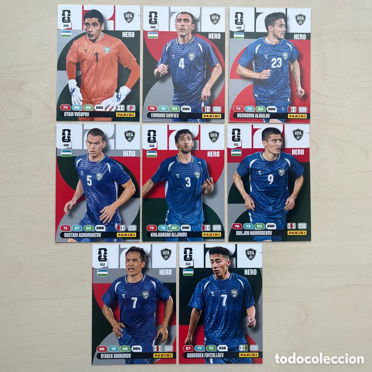 Football Stickers: Lote 8 cartas Uzbekistan Adrenalyn XL Mundial 2026