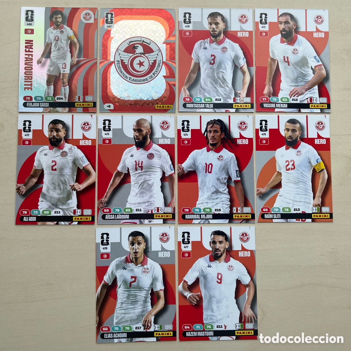 Figurine di Calcio: Lote 10 cartas Tunisia Adrenalyn XL Mundial 2026