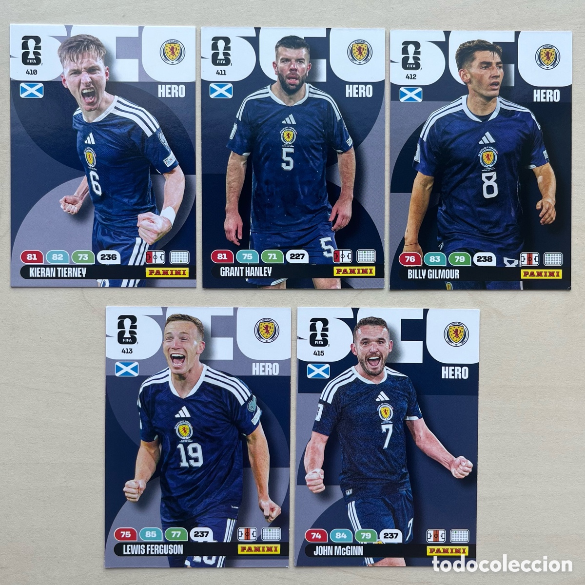 Football Stickers: Lote 5 cartas Escocia Adrenalyn XL Mundial 2026