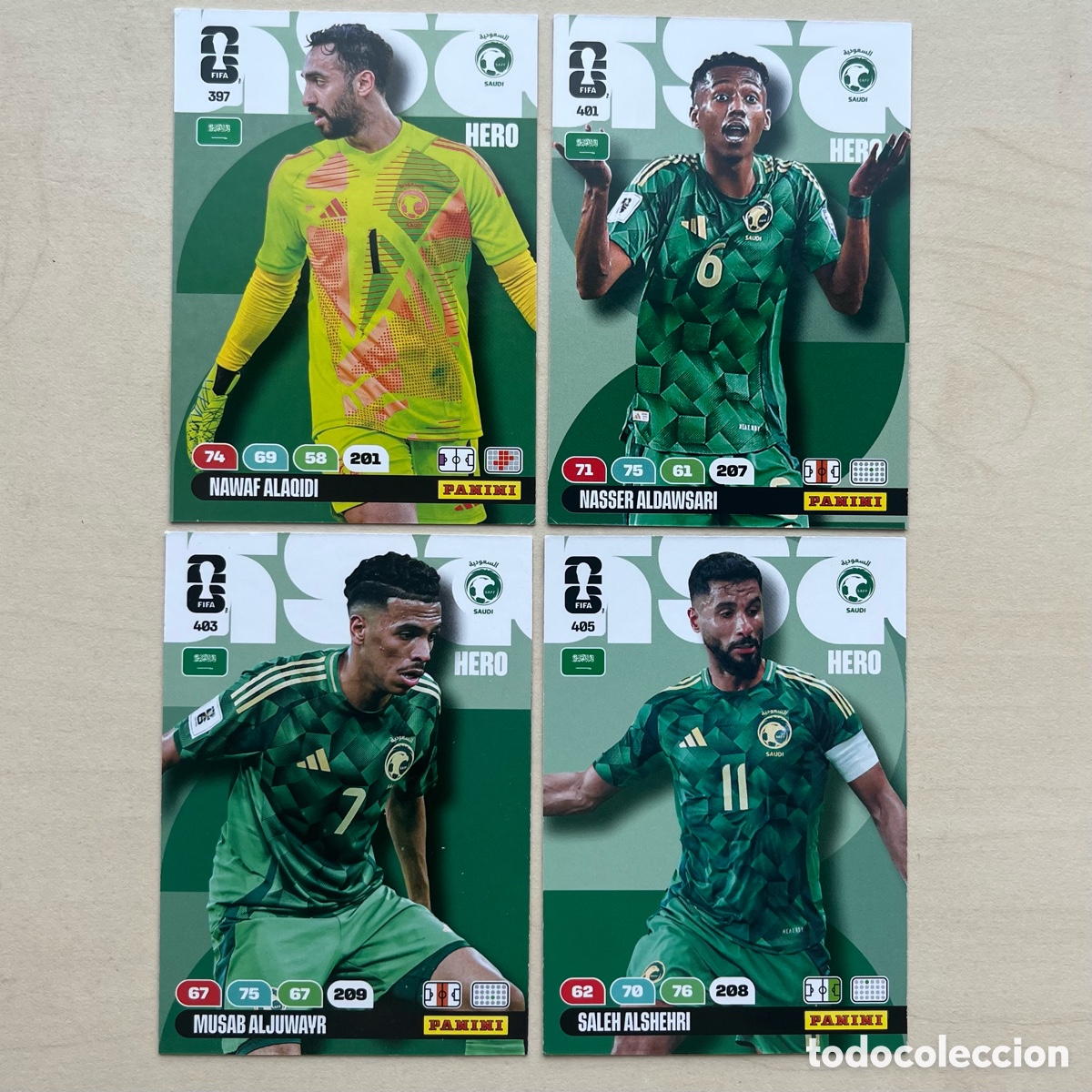 Cromos de f&uacute;tbol: Lote 4 cartas Arabia Saud&iacute; Adrenalyn XL Mundial 2026