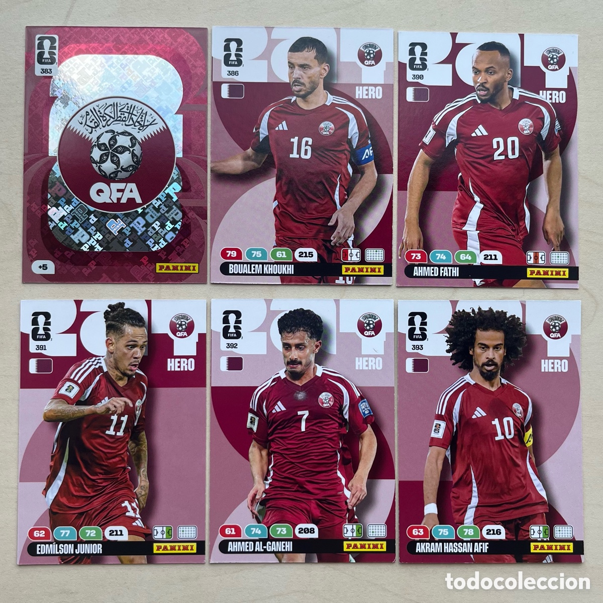 Cromos de f&uacute;tbol: Lote 6 cartas Qatar Adrenalyn XL Mundial 2026