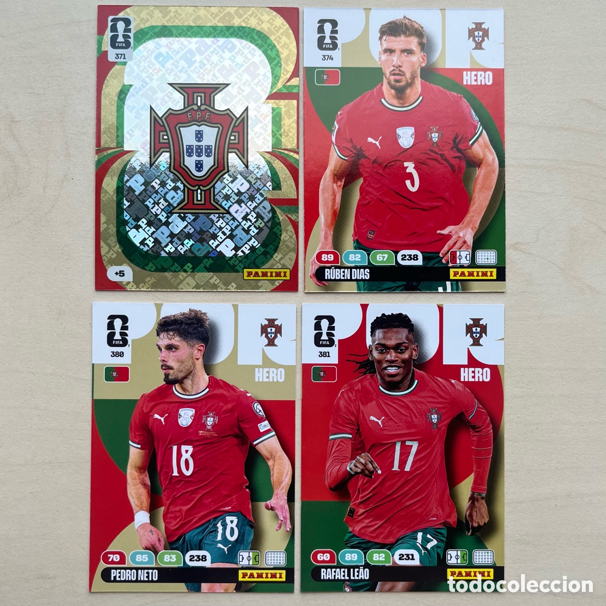 Cromos de f&uacute;tbol: Lote 4 cartas Portugal Adrenalyn XL Mundial 2026